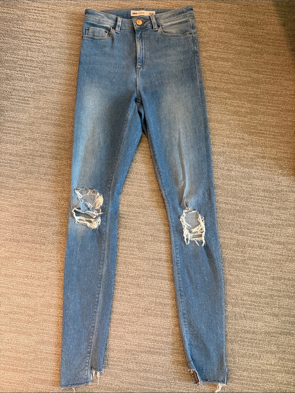 Asos High Waisted Denim Distressed Jeans